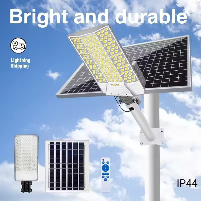 YQCHEZI Solar-Straßenlaterne mit Dämmerungssensor, 6500W, 15000mAh, 7500k Kaltweiß, Weiße Solarleuchte für Garten, Hof und Terrasse - Bild 5