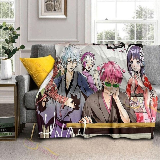 MacgicZhou Kusuo Saiki Anime Flanell-Plüschdecke für Kinder und Erwachsene, Mehrfarbig, B x H: 100 x 150 cm - Bild 1