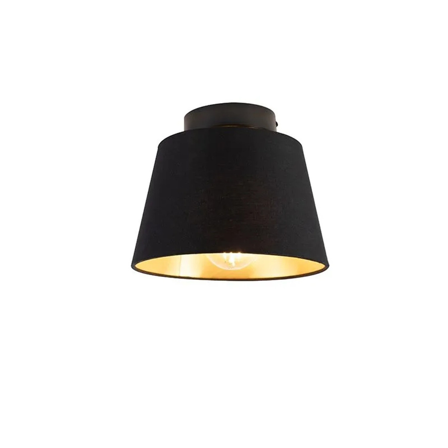 QAZQA Deckenleuchte Schwarz Gold mit E27 Fassung, Durchmesser: 20 cm - Bild 2