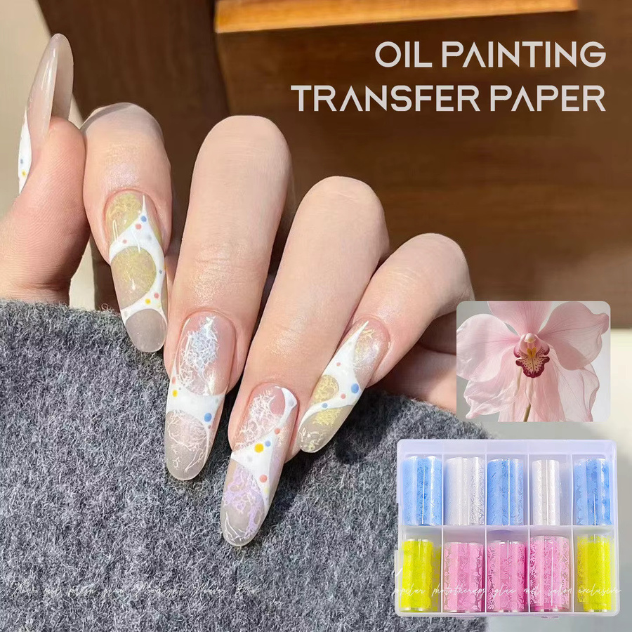 CHUNSHU Nageltransferschablonen, Blumen-Nagelfolien, Schwarz Weiß Rosa Blau, Unisex - Bild 2