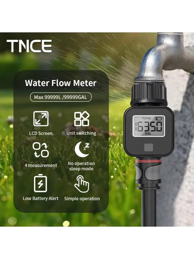 TNCE Wasserdurchflussmesser für Gartenbewässerung mit 3/4-Zoll-Anschluss und EU-Standard-Gewinde in Schwarz - Bild 6