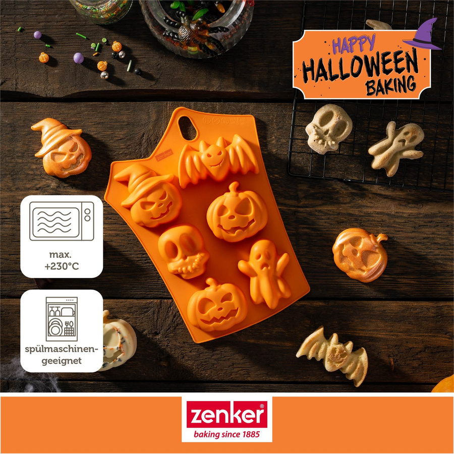 Zenker Happy Halloween Muffinform aus Silikon in Orange für Minikuchen und Eiswürfel - Bild 3