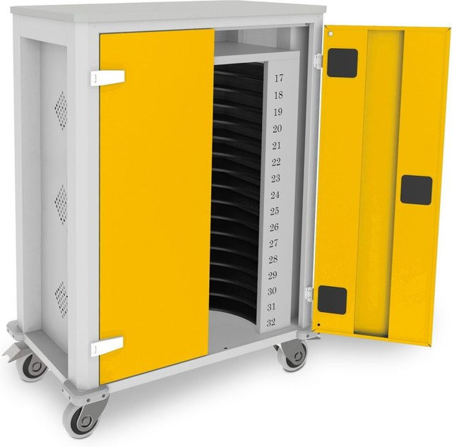 rotstahl Tabletwagen Power für 32 Tablets in Gelb mit lichtgrauem Korpus, B/T/H: 73 x 44 x 105 cm - Bild 1