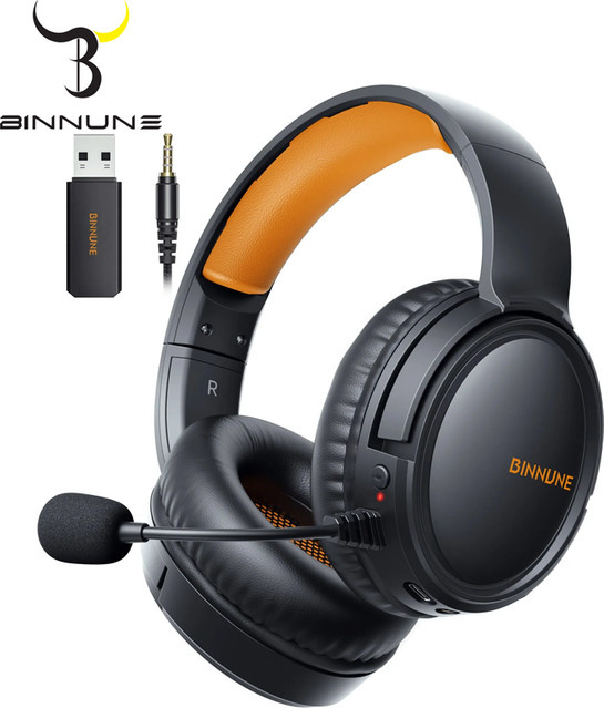 BINNUNE BW02 Kabellose Gaming-Kopfhörer mit 2,4 GHz und Bluetooth sowie Flip-Mikrofon für PS5, PS4, PC und Mac in Schwarz und Rot - Bild 1