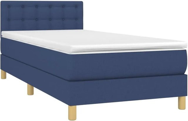vidaXL Boxspringbett mit Matratze in Blau, Hybrid-Bett mit LED-Unterbettbeleuchtung und USB-Anschluss, B/T: 80 x 200 cm - Bild 1