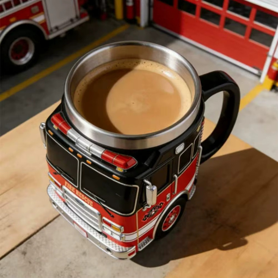 KITPIPI Feuerwehr Kaffeetasse aus Edelstahl mit kreativem LKW-Design - Bild 2