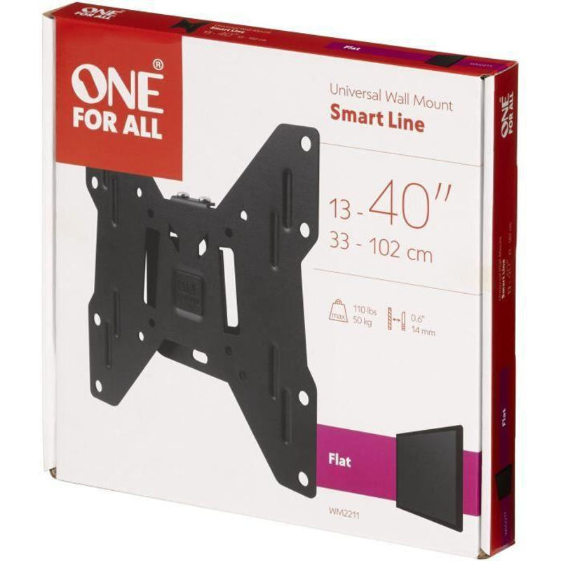 ONE FOR ALL WM2211 Wandhalterung für Fernseher von 33 bis 109 cm, Farbe: Schwarz, VESA: 75 x 75 mm, Festmontage, maximales Gewicht: 50 kg - Bild 2