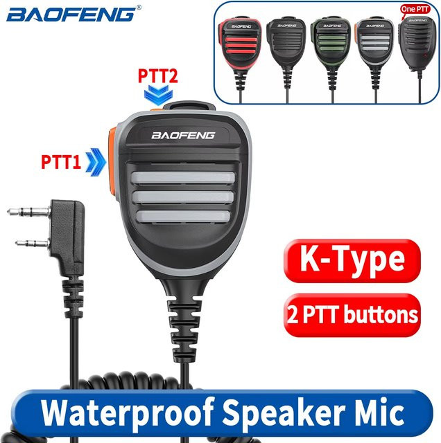 BaoFeng BF-780 wasserdichtes Lautsprechermikrofon in Schwarz für UV-5R UV-21 UV17 QuanSheng UV-K5 UV-K6 UV-5RH 2-poliges PTT-Mikrofon - Bild 1