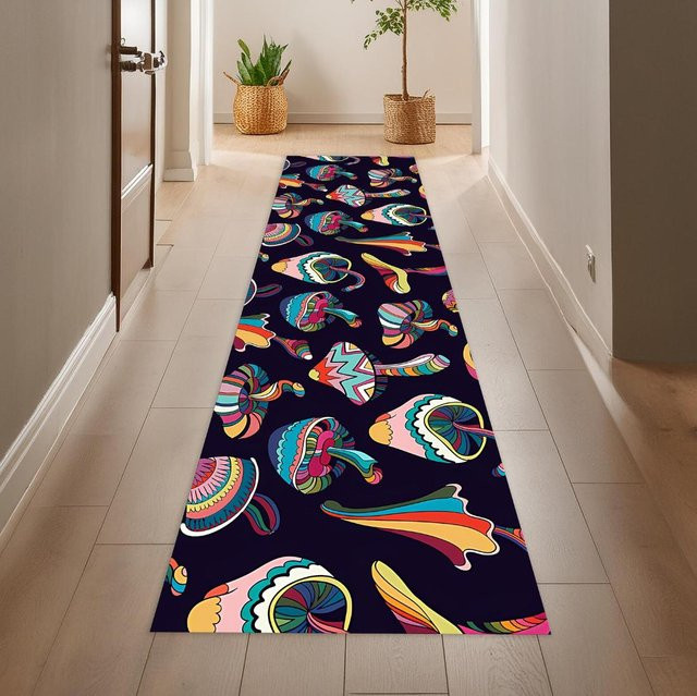 Abstraktes Teppichläufer Lodestar mit psychedelischem Muster in Multicolour, B/H: 60 x 40 cm - Bild 1