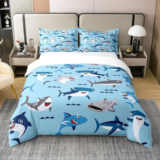 JMG Household Supplies Hai Bettwäsche Set für Kinder in Blau, 2-teilig, B/H: 150 x 120 cm - Bild 1