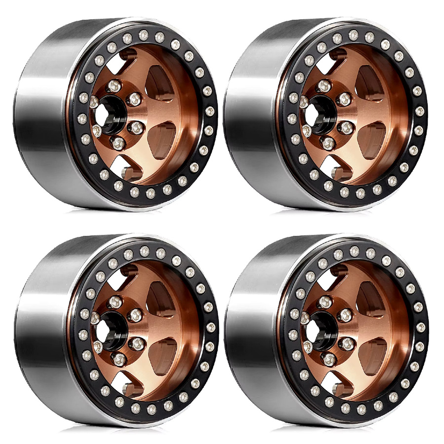 Semalam Beadlock-Felgen, 4-teiliges Set, Schwarz, 1,9 Zoll, -10mm Hex 12mm - Bild 1