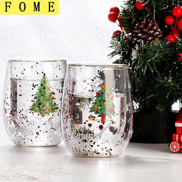 FOME Weihnachtliche Doppelschichtige Glastasse, transparent, 300 ml - Bild 1