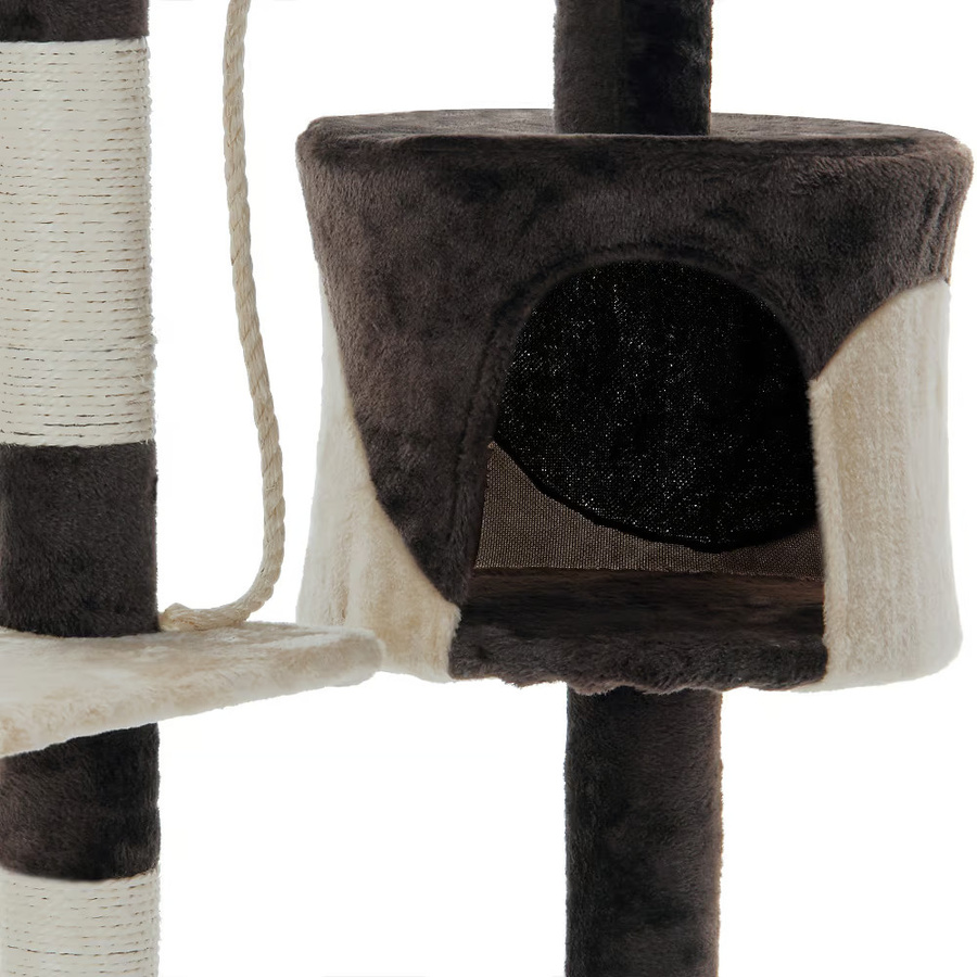Cadoca Kratzbaum mit Höhle und integriertem Spielzeug in Beige/Braun mit Sisal und Plüsch, Höhe: 112 cm - Bild 2