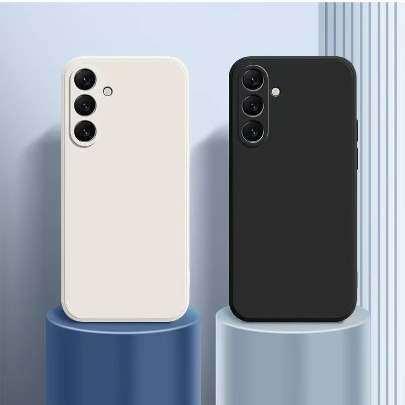 Luxuriöse Flüssigsilikon-Handyhülle für Samsung Galaxy A-Serie (A05, A05S, A15, A16, A25, A26, A35, A36, A55, A56 5G) in Schwarz oder Weiß - Bild 1