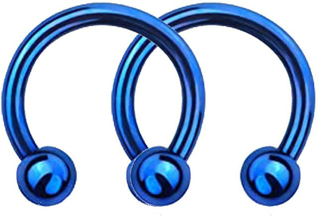 Circular Barbell Piercing Ring, Edelstahl, Blau, Unisex - Bild 1