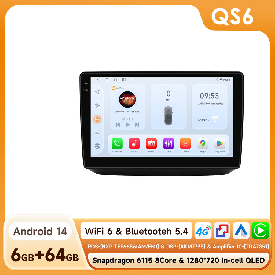 OSSURET Android 14 Autoradio für Skoda Fabia 2 (2007-2014) mit 10,1 Zoll Display, Qualcomm Snapdragon 6115 Octa Core, GPS-Navigation, Bluetooth und CANBUS in Schwarz - Bild 7