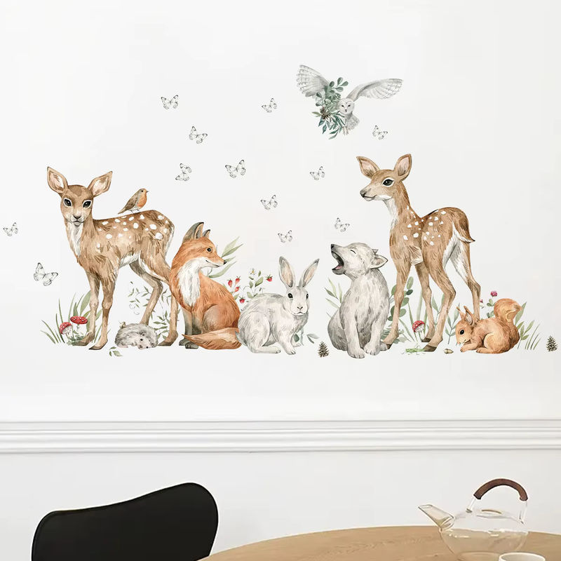 BRUP Wandtattoos mit Aquarell Cartoon Tieren Hirsch und Fuchs für das Kinderzimmer in Mehrfarbig - Bild 2
