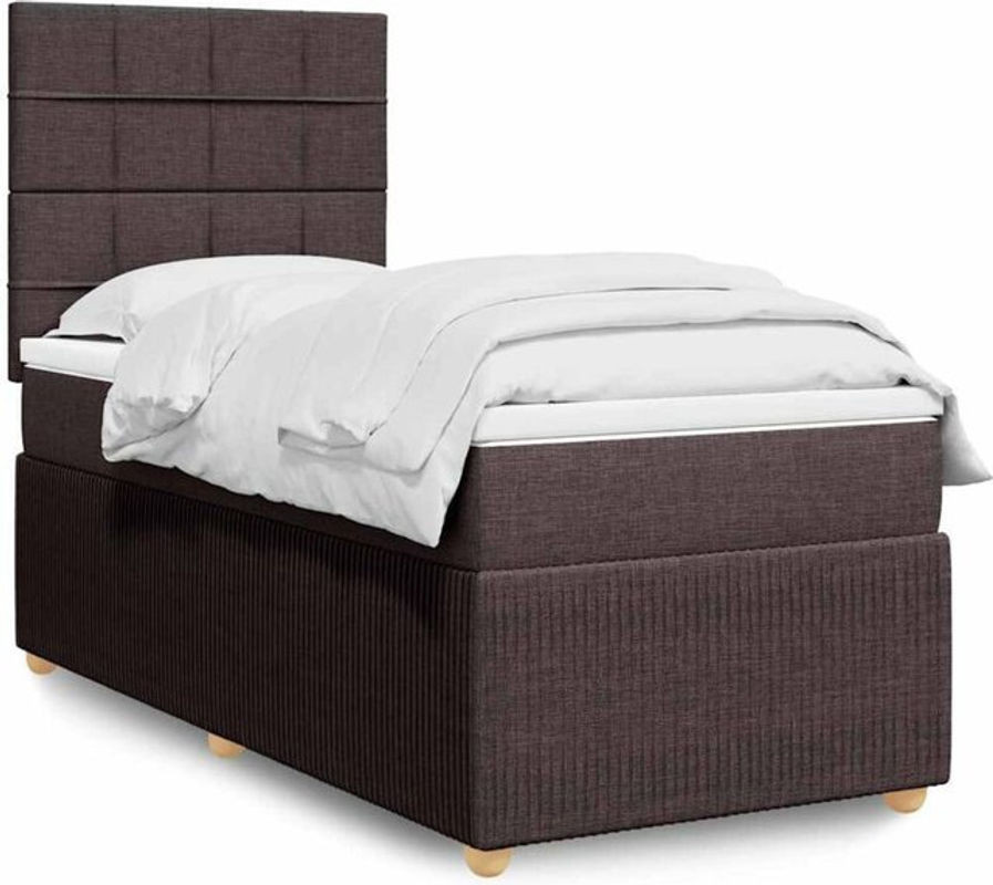 vidaxl Boxspringbett mit Matratze in Braun aus Stoff, B/T/H: 90 x 190 x 150,5 cm - Bild 1
