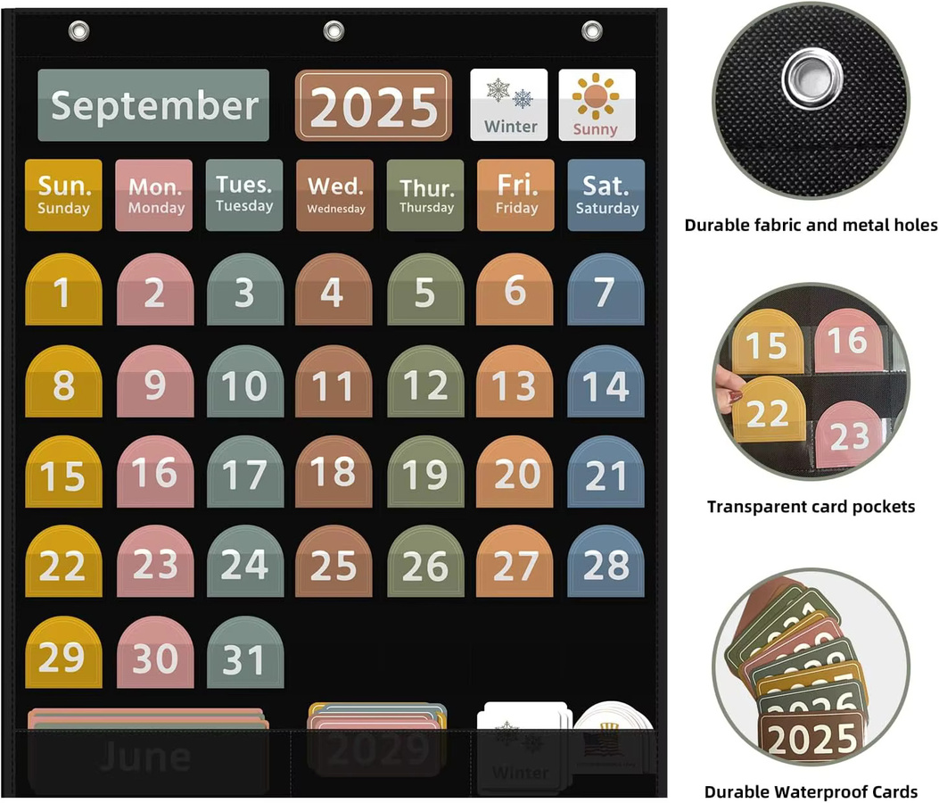 Boho-Kalender mit 96 Karten in Weiß und Multicolour als Organisations-Tool für das Klassenzimmer und Homeschooling - Bild 4
