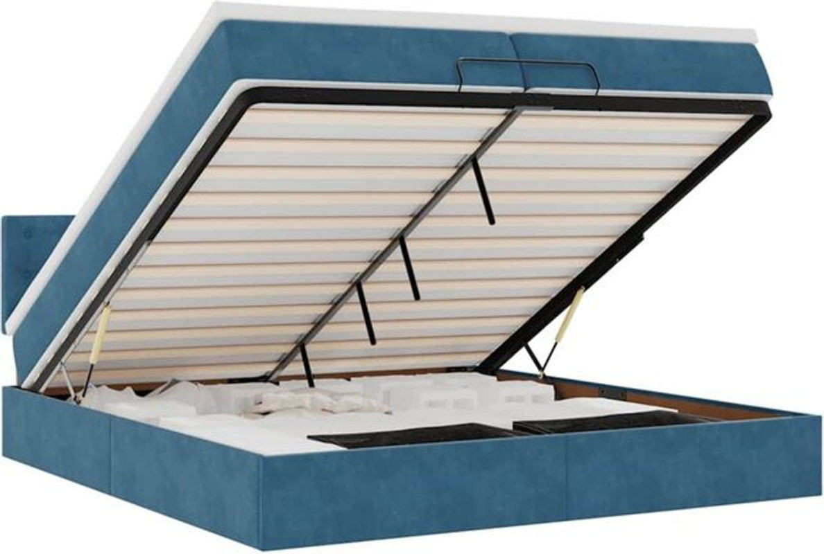 Vidaxl Ottoman Polsterbett mit Matratze aus Samt in Dunkelblau B/T/H: 200 x 200 x 88 cm - Bild 1