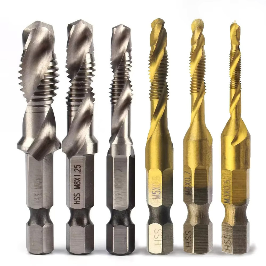 STONEGO Gewindebohrer Bits aus HSS4341 für Holzbearbeitung, Metrische Kombination M3/M4/M5/M6/M8/M10, Farbe: Gold - Bild 3