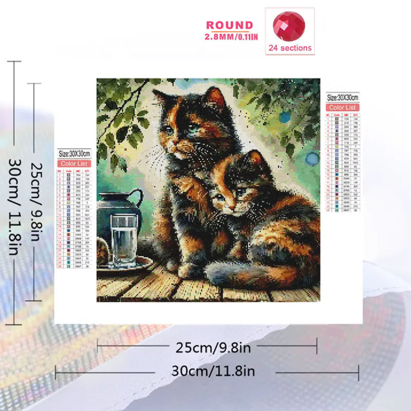 Momoart Katzen-Diamantmosaik DIY Stickerei mit Tiermotiv in Mehrfarbig für Wandkunst und Dekoration - Bild 2