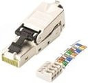 Digitus RJ45 Netzwerk Steckverbinder Cat.6a Ethernet LAN Feldkonfektionierbar in Schwarz und Silber - Bild 1