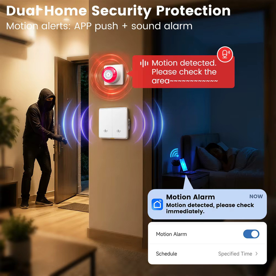 SmarDeer Smart-Schalter mit Bewegungssensor in Weiß, kompatibel mit Alexa, Google Assistant und Tuya App-Steuerung - Bild 3