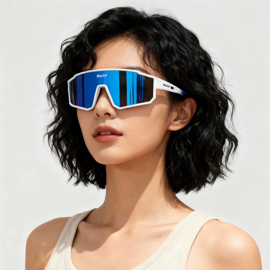 SCVCN Sportsonnenbrille, Unisex, Vollrand, weiß, Kunststoff - Bild 1