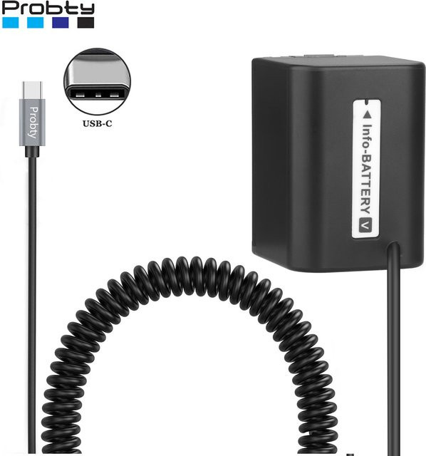 Sony USB-C PD Netzteil für NP-FV70 Dummy-Akku, Schwarz - Bild 1