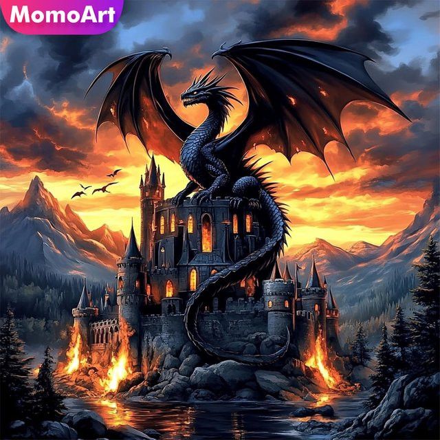 Momoart DIY Diamantmalerei Dinosaurier Drachen als Acryl Wandkunst Set B/H: 20 x 20 cm - Bild 1