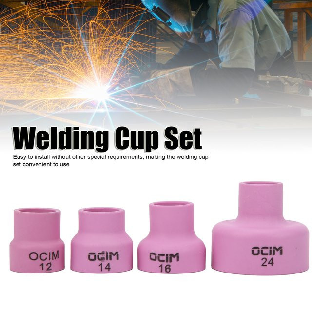 WALFRONT Keramik-Schweißbecher-Set mit Aluminiumoxid-Brenner und Gaslinsen für WP-17/18/26 in Pink - Bild 1
