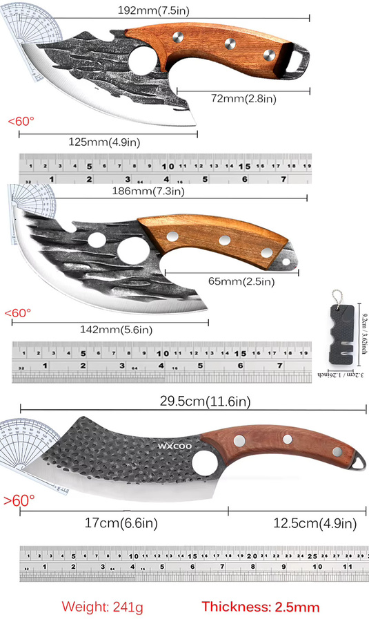 WXCOO Handgeschmiedetes Metzgermesser aus Edelstahl mit Holzgriff und integriertem Flaschenöffner als Multifunktions-Küchenmesser für Fleisch und BBQ - Bild 6