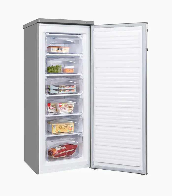 Exquisit GS235-H-040E Gefrierschrank in Silver/Edelstahloptik, Standgerät mit umkehrbarer Tür, B/T/H: 55 x 60 x 188 cm - Bild 2