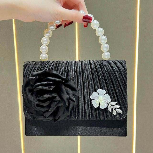 VIA ROMA Schulterketten-Tasche Perlenblume, gray, Damen - Bild 1