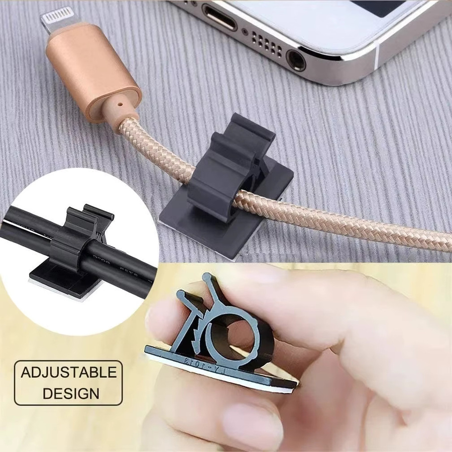 Selbstklebende Kabel Organizer Clips in Schwarz für PC, TV und Auto zur Kabelmanagement-Organisation - Bild 4