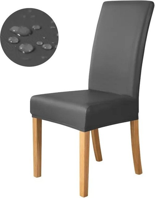 Wasserdichter und ölresistenter Stuhlbezug aus PU Leder in einfarbigem Design für Esszimmerstühle - Bild 1