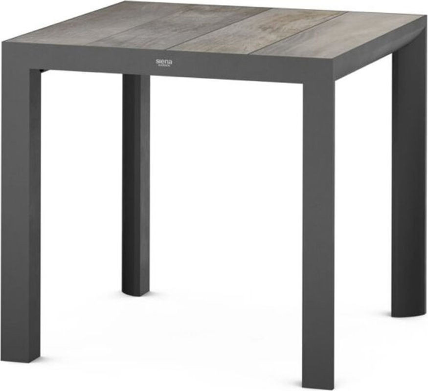 Siena Garden Silva Gartentisch aus Aluminium in Anthrazit mit Keramikplatte in Wood Grey, B/T: 80 x 80 cm - Bild 1