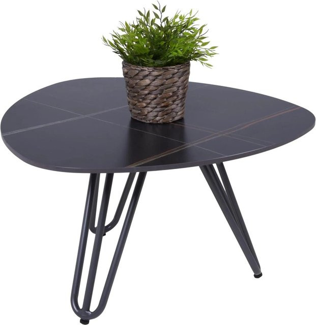 DELUKE Gartentisch JUDIT aus Aluminium mit gesintertem Stein in Grau, B/T/H: 68 x 68 x 39 cm - Bild 1