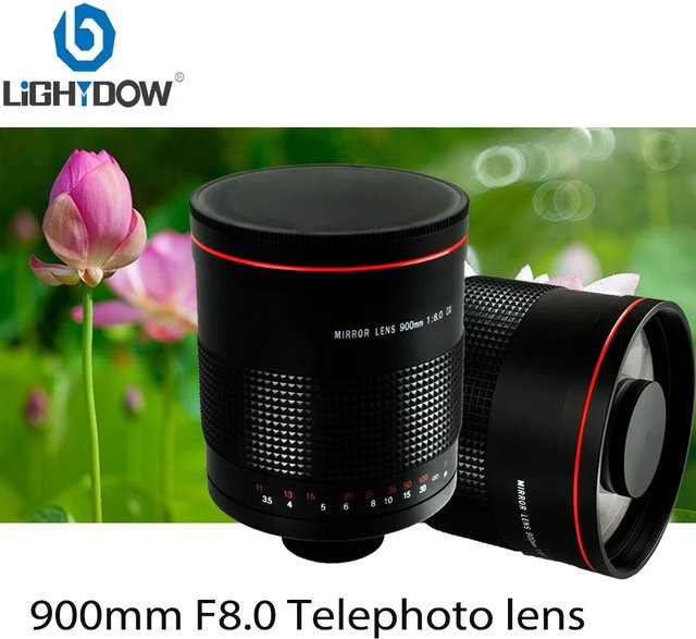 Lightdow manuelles Teleobjektiv 900 mm f/8.0 Reflexobjektiv für Canon Nikon Sony Kameras in Schwarz - Bild 1