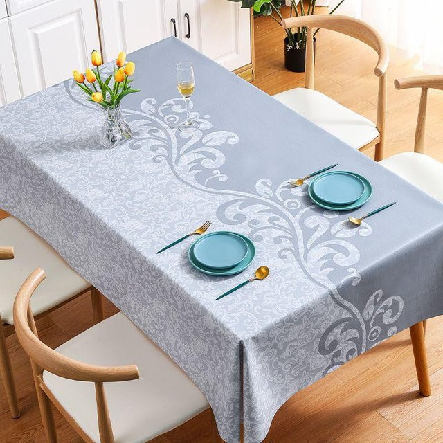 Wasserdichte und ölbeständige PVC-Tischdecke Charming Homem in Blau, rechteckig mit floralem Design, B: 140 cm, L: 200 cm - Bild 1