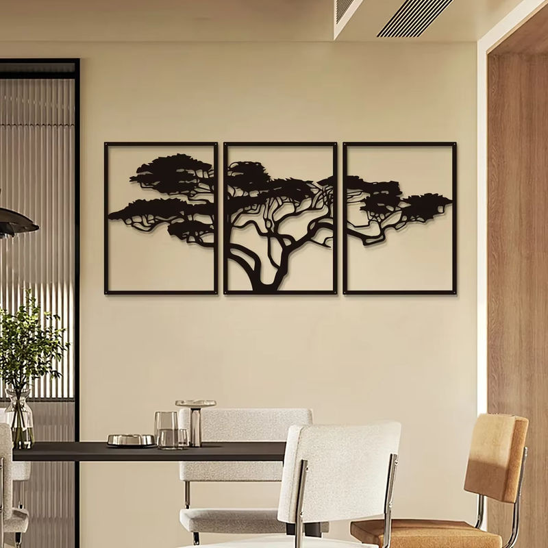 3er Set Wandkunst Baum des Lebens aus Metall in Schwarz von CIFBUY als hängende Wanddekoration - Bild 4