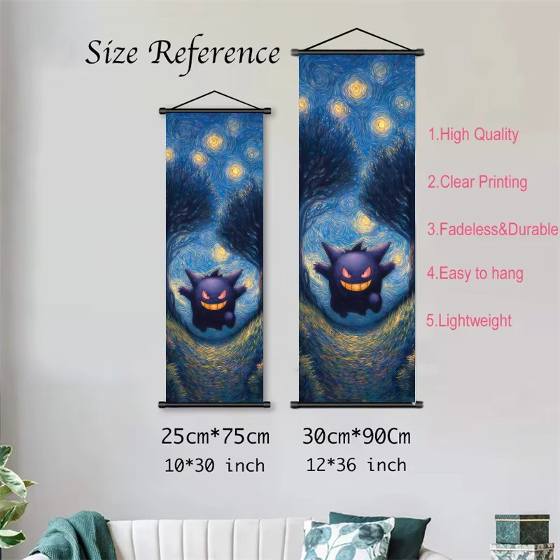Pokemon Gengar Wandbehang Takara Tomy Anime Scroll Art Tuch Multicolor - Bild 3