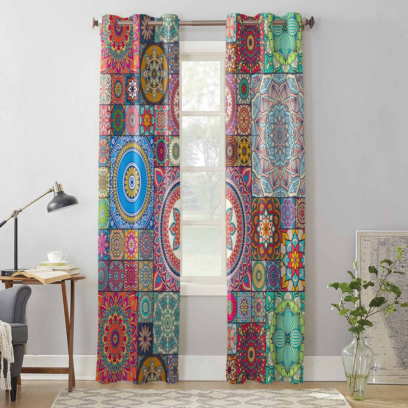 Super Six Fenstervorhang mit ägyptischem Muster im ethnischen Stil, Grau, B: 135 cm, H: 60 cm - Bild 3