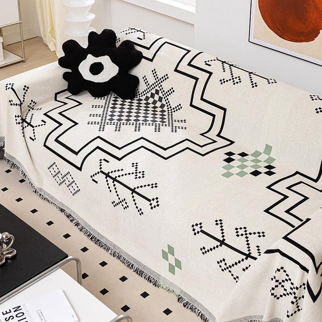 Chenille Sofabezug von Your Warm Home in Grün mit geometrischem Design, B/B: 180 x 130 cm - Bild 1
