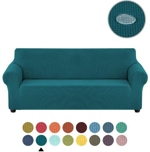 Wasserabweisende und staubabweisende Fleece-Sofabezüge für L-Form Ecksofas, 2er-Set, Petrol, elastisch und dehnbar, für 2-Sitzer mit Breite: 145-185 cm - Bild 1