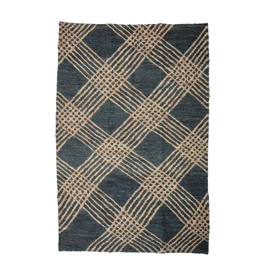 Bloomingville Jute Teppich Diamonds Schwarz B: 150 cm, T: 245 cm - Bild 1