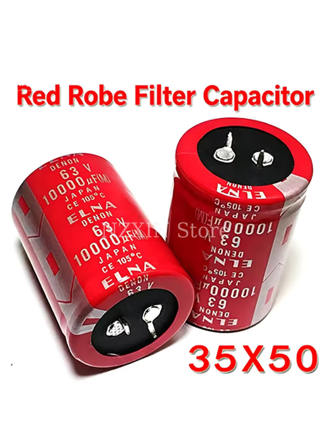 Roter Audiophiler Hochleistungs-Filterkondensator für Leistungsverstärker, Durchmesser: 35 mm, Höhe: 70 mm - Bild 2