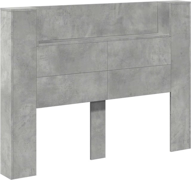 vidaXL Kopfteil-Schrank mit LED und Regal in Betongrau, B/T/H: 140 x 16,5 x 103,5 cm - Bild 1