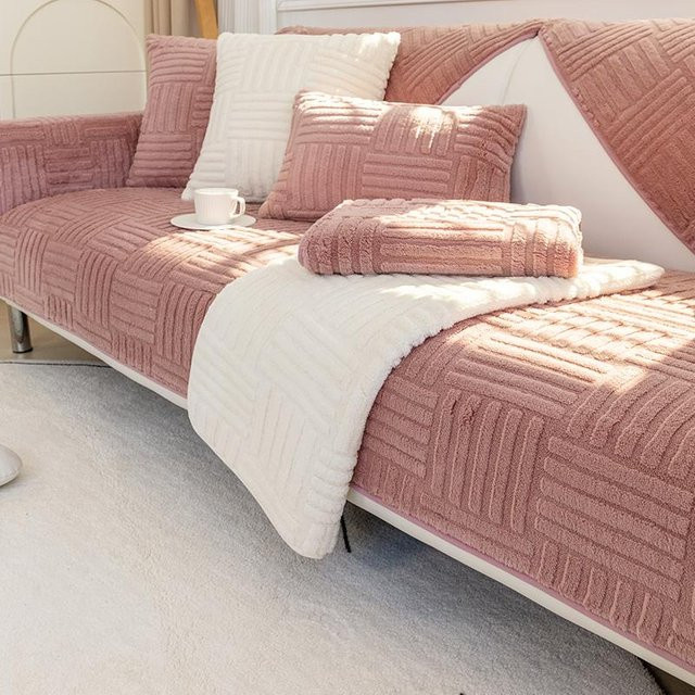 Rutschfestes Sofa Kissen in Pink mit Plüschbezug, Nordisch Schlichtes Sitzkissen für das Wohnzimmer, B/L: 70 x 150 cm - Bild 1